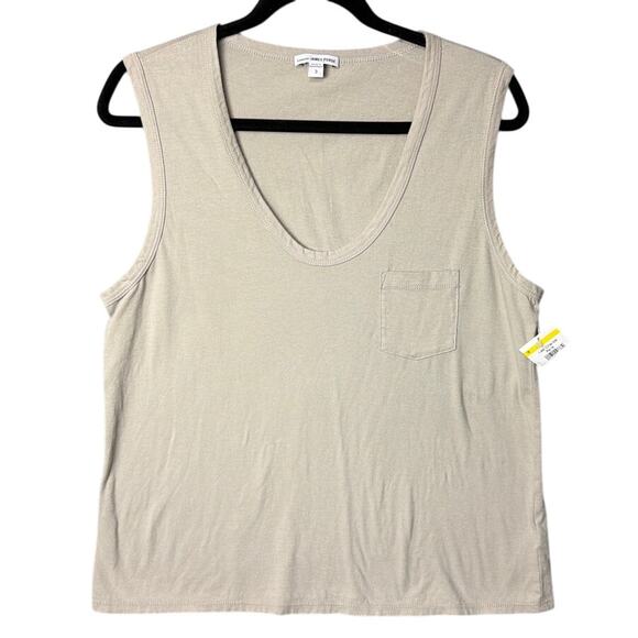 Standard James Perse Sleeveless Pocket Tee Oatmeal SZ 3 (L) NWOT Elevated Basic - Picture 1 of 7
